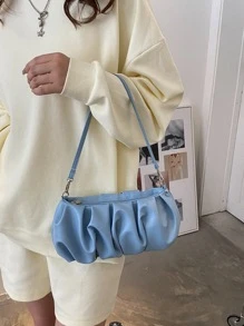 Minimalist Ruched Bag - Blue - View 2
