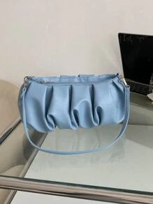 Minimalist Ruched Bag - Blue - View 4