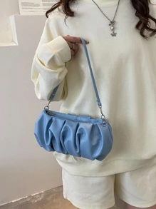 Minimalist Ruched Bag - Blue - View 6