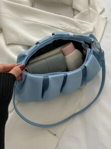 Minimalist Ruched Bag - Blue - View 7