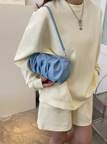 Minimalist Ruched Bag - Blue - View 8