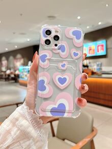 Funda para móvil con patrón de corazón con ranura de tarjeta - Multicolor - Ver 2