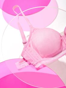 LUVLETTE Wireless Unlined Mesh Bra - Pink - View 4