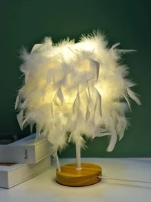 1 cái đèn ngủ trang trí lông vũ - Màu vàng - Xem 1