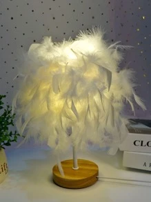 1 cái đèn ngủ trang trí lông vũ - Màu vàng - Xem 2