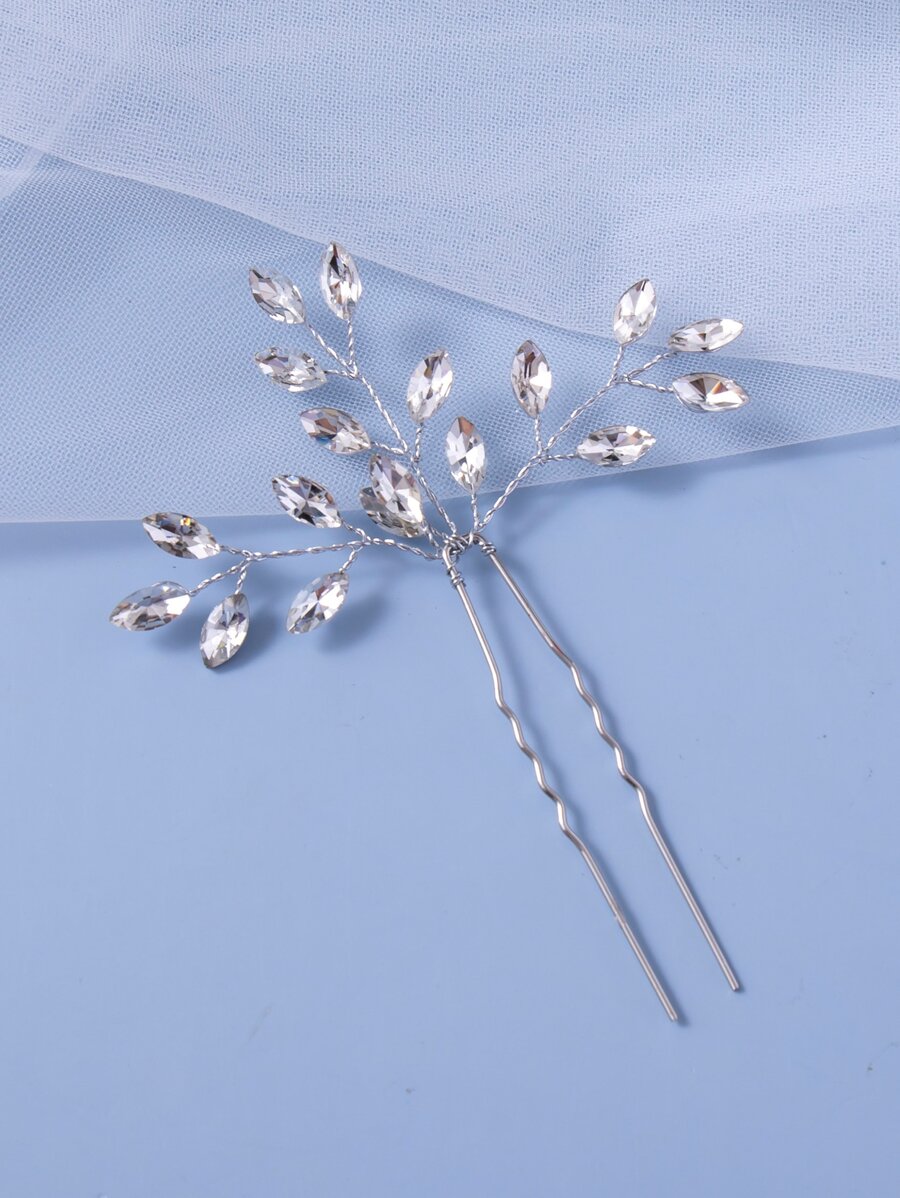 Rhinestone Decor Ghim cài tóc cô dâu - Bạc - Xem 1