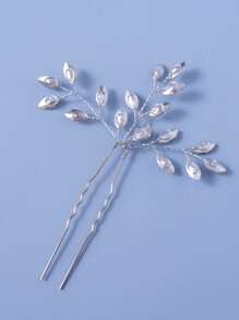 Rhinestone Decor Ghim cài tóc cô dâu - Bạc - Xem 2