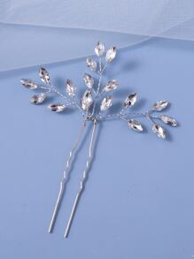 Rhinestone Decor Ghim cài tóc cô dâu - Bạc - Xem 3