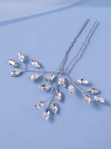 Rhinestone Decor Ghim cài tóc cô dâu - Bạc - Xem 4