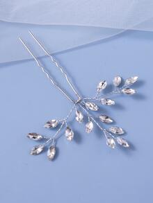 Rhinestone Decor Ghim cài tóc cô dâu - Bạc - Xem 5