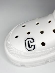 1 pieza con letra zapato de moda Zapatos Accesorios para Zuecos - Blanco y Negro - Ver 1