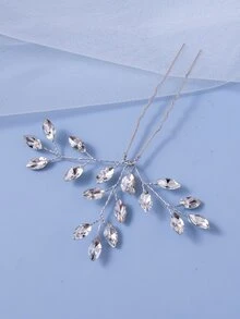 Rhinestone Decor Ghim cài tóc cô dâu - Bạc - Xem 6