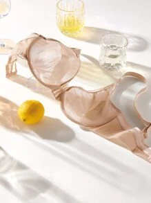 LUVLETTE Sheer Fantasy Shimmer Full Support Plunge Bra - Apricot - View 3