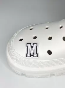 1 pieza con letra zapato de moda dulce Zapatos Accesorios para Zuecos - Blanco y Negro - Ver 1