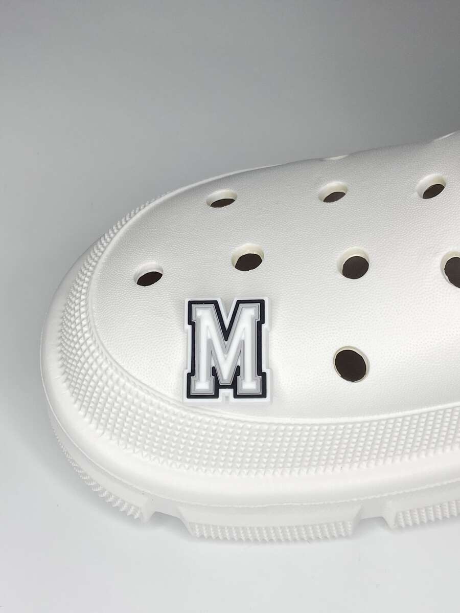 1 pieza con letra zapato de moda dulce Zapatos Accesorios para Zuecos - Blanco y Negro - Ver 1