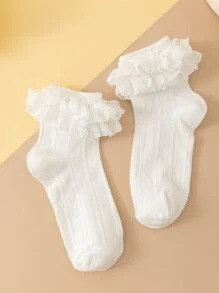 Ruffle Trim Crew Socks