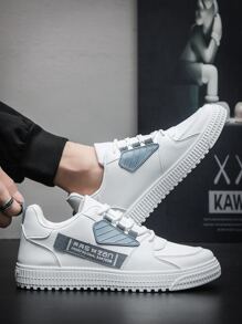 男士时尚休闲运动鞋，防滑运动鞋，低帮透气防滑运动训练鞋 - 白色 - 查看 3