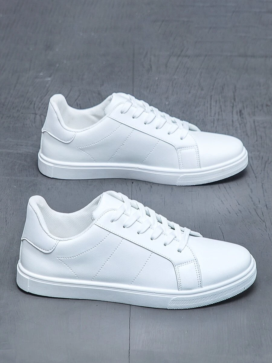 Men Lace-up Front Skate Shoes - White - View 1
