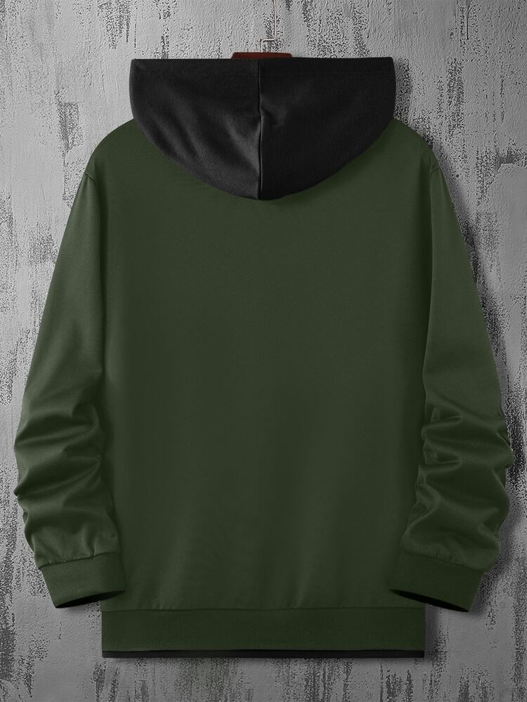 Manfinity Hypemode Men Slogan Graphic Colorblock Kangaroo Pocket Drawstring  Hoodie | SHEIN