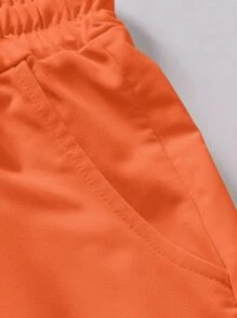 Manfinity Campus Court Quần Short Nam Dây kéo Túi Lá thư Giải trí - trái cam - Xem 4