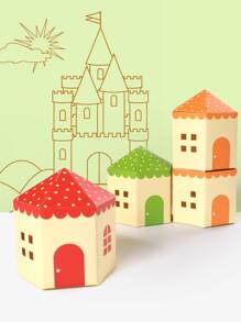 3pcs Green House Shaped Cookie Storage Box, Cute Paper Gift Wrapping Box For Home, Party - Green - View 2