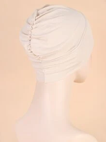 實心頭部包裹鬆緊帽，頭巾式魯班 - 米色 - 查看 2