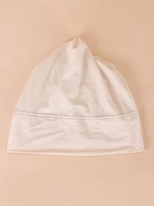 實心頭部包裹鬆緊帽，頭巾式魯班 - 米色 - 查看 3