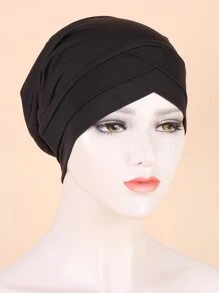 素色頭巾帽 - 黑色 - 查看 1