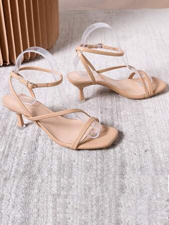 Women Thin Strap Stiletto Heeled Ankle Strap Sandals, Elegant Summer Heeled Sandals