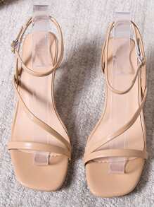 Women Thin Strap Stiletto Heeled Ankle Strap Sandals, Elegant Summer Heeled Sandals