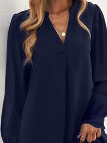 SHEIN Clasi Đầm màu trơn Giải trí - Màu xanh hải quân - Xem 4