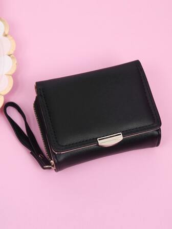 Fashionable Tri-Fold Multi-Card Slot Ladies Wallet With Rear Chain Divider Casual Daily Organizer Pouch For Women Wallet Purse Wallet Small Wallet