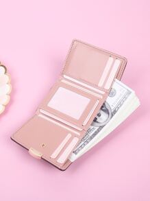 Fashionable Tri-Fold Multi-Card Slot Ladies Wallet With Rear Chain Divider Casual Daily Organizer Pouch For Women Wallet Purse Wallet Small Wallet - Black - View 5