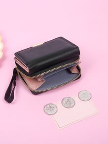Fashionable Tri-Fold Multi-Card Slot Ladies Wallet With Rear Chain Divider Casual Daily Organizer Pouch For Women Wallet Purse Wallet Small Wallet - Black - View 6