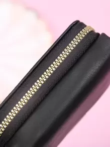 Fashionable Tri-Fold Multi-Card Slot Ladies Wallet With Rear Chain Divider Casual Daily Organizer Pouch For Women Wallet Purse Wallet Small Wallet - Black - View 7