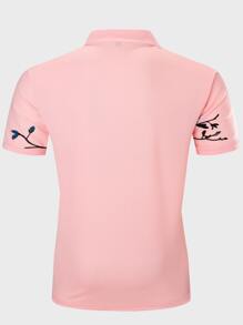 Manfinity Homme Men Floral Print Polo Shirt - Baby Pink - View 2