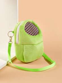 1pc Hamster Carry Bag With Shoulder Strap, Breathable Mesh Design, Applicable For Squirrel, Guinea Pig, Dutch Pig And Other Small Animals - Green - View 1