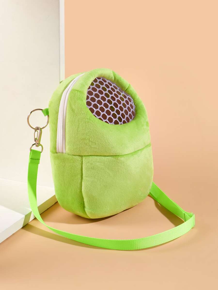 1pc Hamster Carry Bag With Shoulder Strap, Breathable Mesh Design, Applicable For Squirrel, Guinea Pig, Dutch Pig And Other Small Animals - Green - View 1