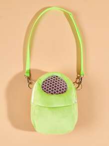 1pc Hamster Carry Bag With Shoulder Strap, Breathable Mesh Design, Applicable For Squirrel, Guinea Pig, Dutch Pig And Other Small Animals - Green - View 2