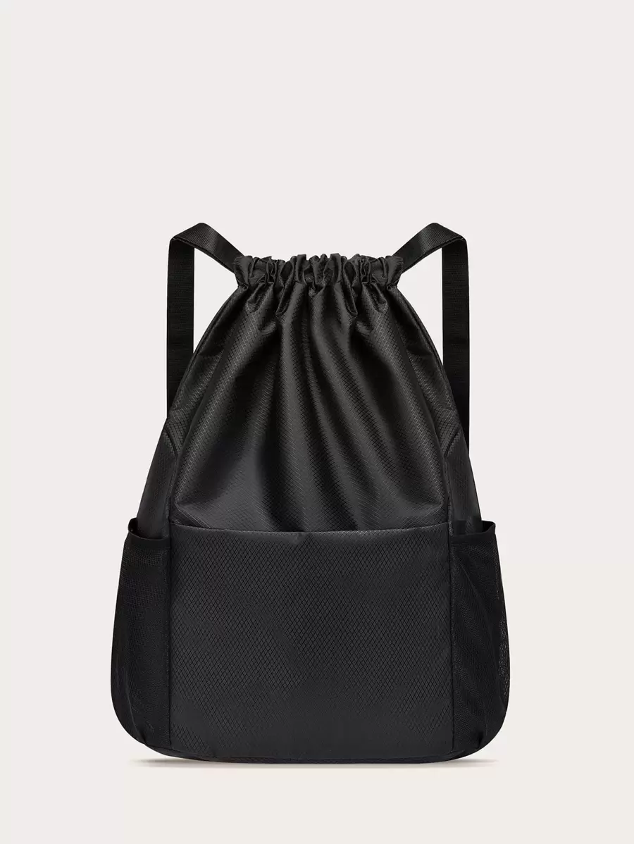 Minimalist Waterproof Large Capacity Drawstring Training Bag Travel Bag - Black - View 1