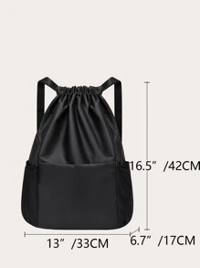 Minimalist Waterproof Large Capacity Drawstring Training Bag Travel Bag - Black - View 3
