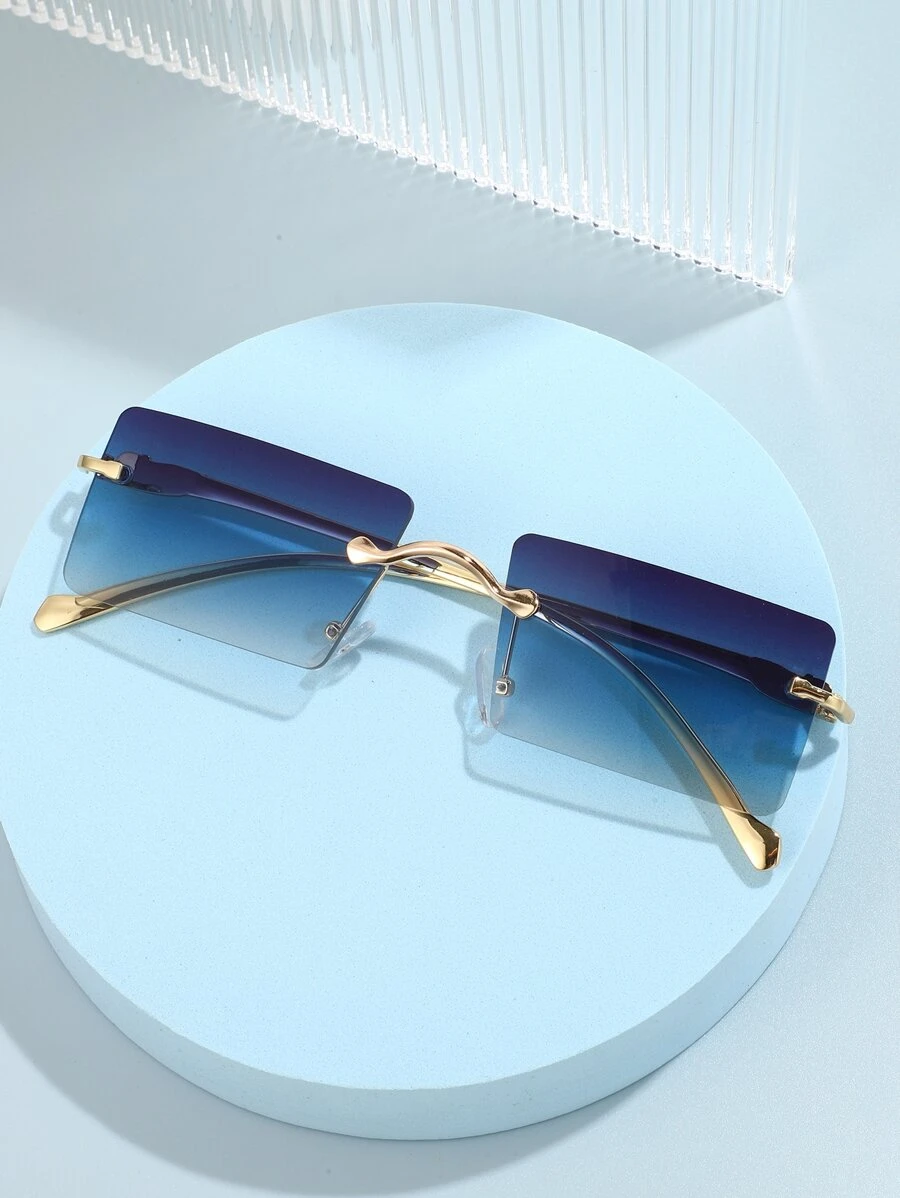 Gafas de moda con montura cuadrada de degradado - Azul - Ver 1