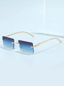 Gafas de moda con montura cuadrada de degradado - Azul - Ver 2