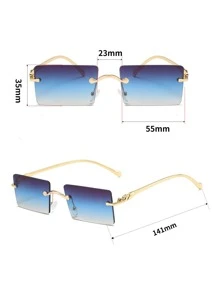 Gafas de moda con montura cuadrada de degradado - Azul - Ver 3