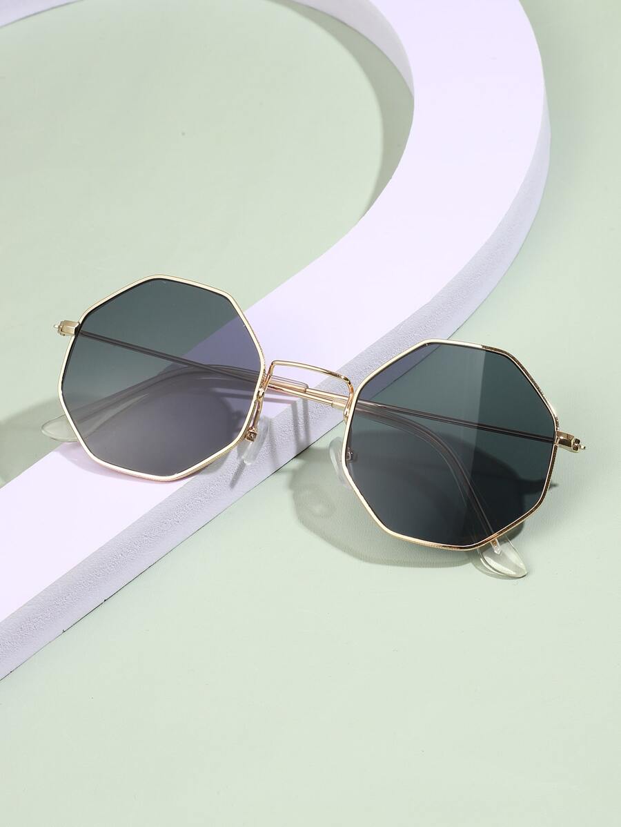 1 cặp kính mắt thời trang Unisex kim loại hình học để đeo hàng ngày trang phục cơ bản hợp thời trang thu đông cho phụ nữ quần áo công sở quà tặng giản dị - Xám - Xem 1