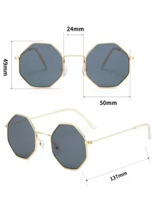 1 cặp kính mắt thời trang Unisex kim loại hình học để đeo hàng ngày trang phục cơ bản hợp thời trang thu đông cho phụ nữ quần áo công sở quà tặng giản dị - Xám - Xem 3