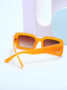 1 Pair Women Small Square Jelly Color Fashion Glasses Dopamine Street Y2K Beach Music Festival For Summer Beach Vacation,Outdoor,Travel - Orange - View 3