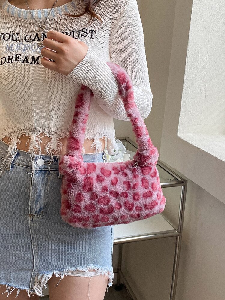 ヒョウ柄バッグ、ピンク | SHEIN JAPAN