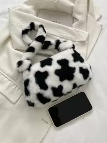 Cow Print Bag - Black and White - View 4