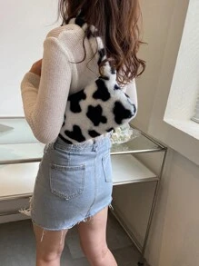 Cow Print Bag - Black and White - View 5